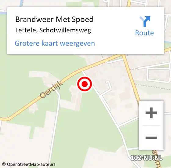 Locatie op kaart van de 112 melding: Brandweer Met Spoed Naar Lettele, Schotwillemsweg op 6 december 2024 09:24