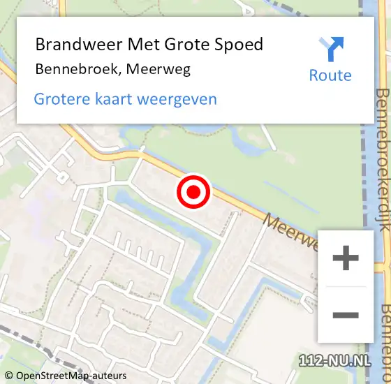 Locatie op kaart van de 112 melding: Brandweer Met Grote Spoed Naar Bennebroek, Meerweg op 6 december 2024 09:26