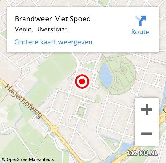 Locatie op kaart van de 112 melding: Brandweer Met Spoed Naar Venlo, Uiverstraat op 6 december 2024 09:41