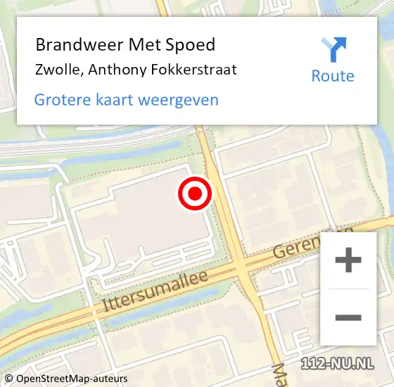 Locatie op kaart van de 112 melding: Brandweer Met Spoed Naar Zwolle, Anthony Fokkerstraat op 6 december 2024 09:41