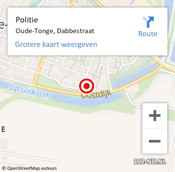 Locatie op kaart van de 112 melding: Politie Oude-Tonge, Dabbestraat op 6 december 2024 09:47