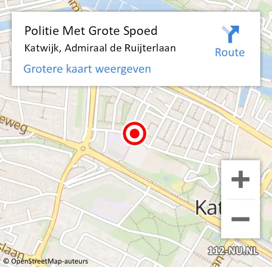 Locatie op kaart van de 112 melding: Politie Met Grote Spoed Naar Katwijk, Admiraal de Ruijterlaan op 6 december 2024 09:48