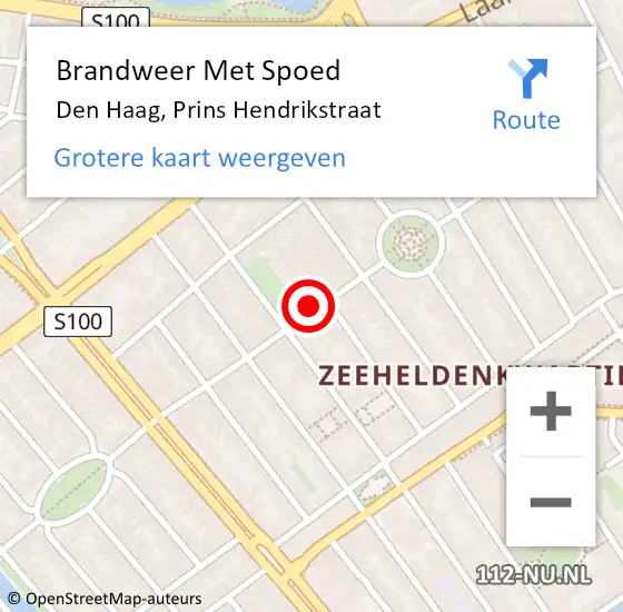 Locatie op kaart van de 112 melding: Brandweer Met Spoed Naar Den Haag, Prins Hendrikstraat op 6 december 2024 09:55