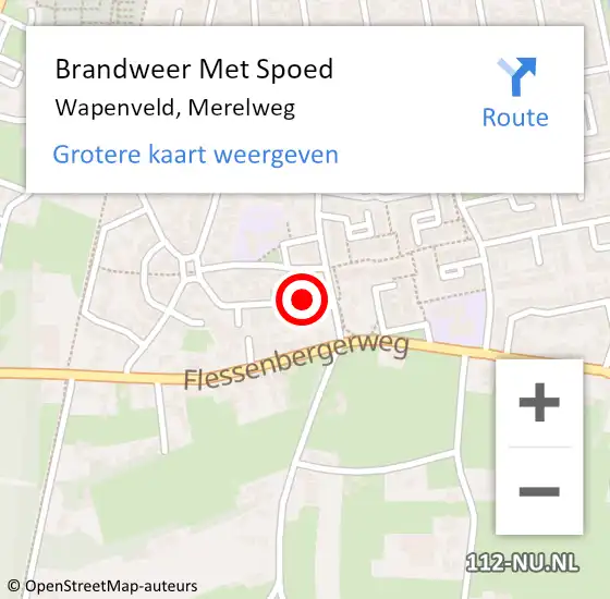 Locatie op kaart van de 112 melding: Brandweer Met Spoed Naar Wapenveld, Merelweg op 6 december 2024 09:55