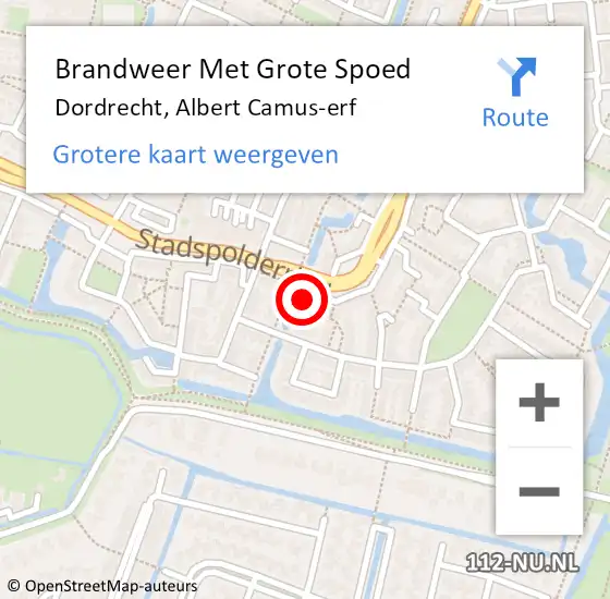 Locatie op kaart van de 112 melding: Brandweer Met Grote Spoed Naar Dordrecht, Albert Camus-erf op 6 december 2024 09:58