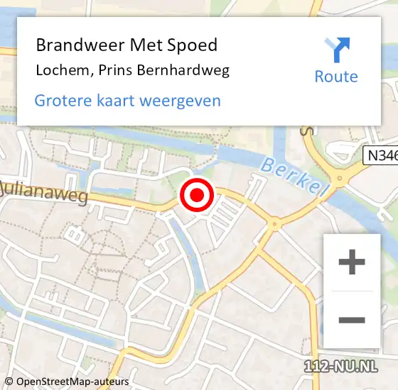 Locatie op kaart van de 112 melding: Brandweer Met Spoed Naar Lochem, Prins Bernhardweg op 6 december 2024 10:00