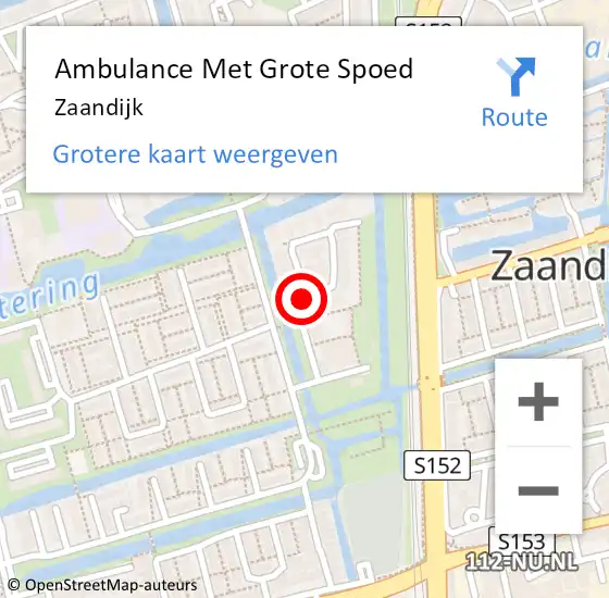 Locatie op kaart van de 112 melding: Ambulance Met Grote Spoed Naar Zaandijk op 6 december 2024 10:02