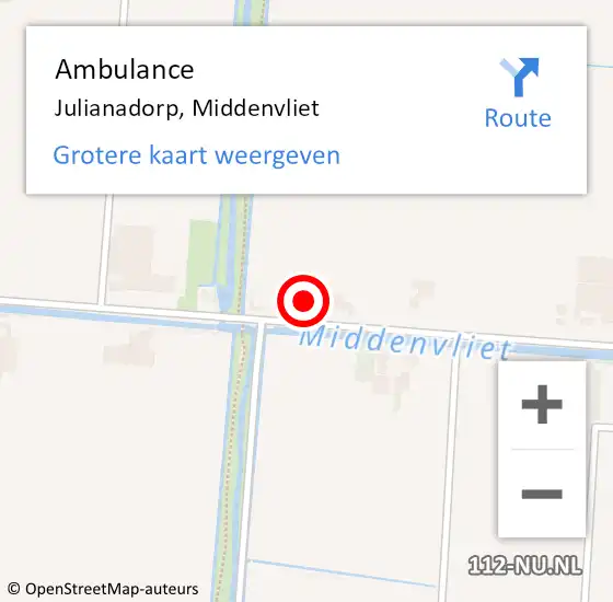 Locatie op kaart van de 112 melding: Ambulance Julianadorp, Middenvliet op 6 december 2024 10:06