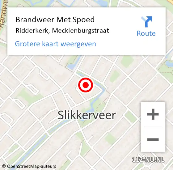 Locatie op kaart van de 112 melding: Brandweer Met Spoed Naar Ridderkerk, Mecklenburgstraat op 6 december 2024 10:27