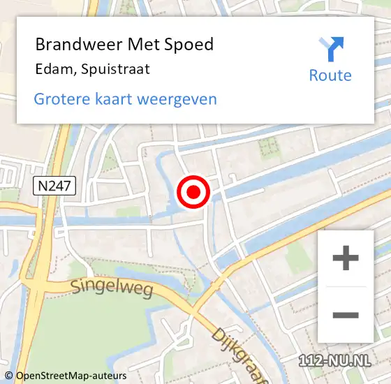 Locatie op kaart van de 112 melding: Brandweer Met Spoed Naar Edam, Spuistraat op 29 oktober 2014 12:51