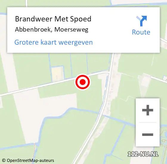 Locatie op kaart van de 112 melding: Brandweer Met Spoed Naar Abbenbroek, Moerseweg op 6 december 2024 10:41