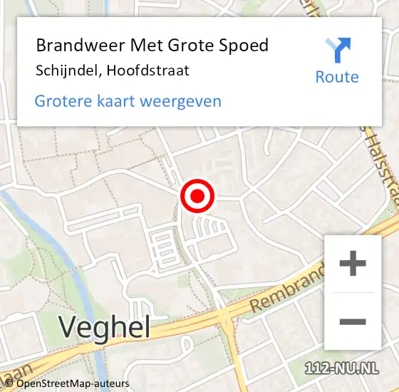 Locatie op kaart van de 112 melding: Brandweer Met Grote Spoed Naar Schijndel, Hoofdstraat op 6 december 2024 11:09