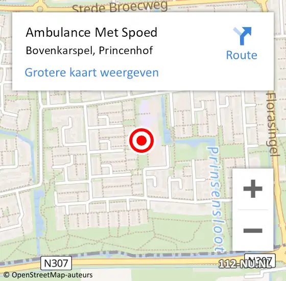 Locatie op kaart van de 112 melding: Ambulance Met Spoed Naar Bovenkarspel, Princenhof op 6 december 2024 11:28