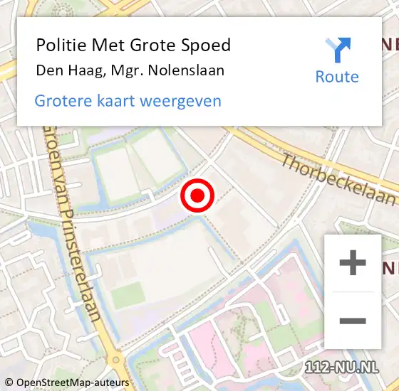 Locatie op kaart van de 112 melding: Politie Met Grote Spoed Naar Den Haag, Mgr. Nolenslaan op 6 december 2024 11:33