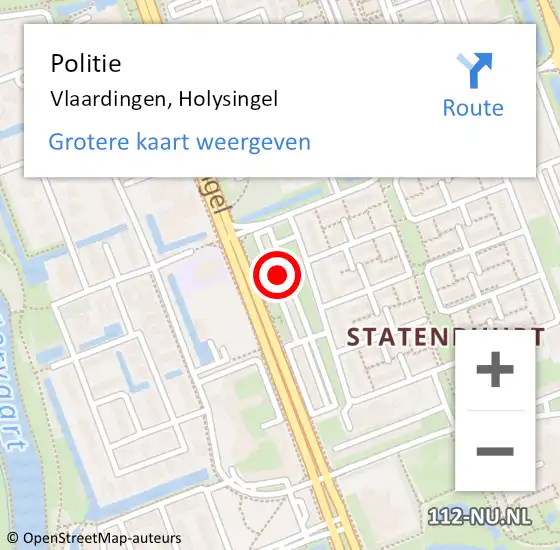 Locatie op kaart van de 112 melding: Politie Vlaardingen, Holysingel op 6 december 2024 12:06