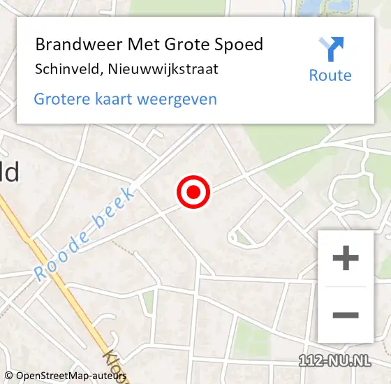 Locatie op kaart van de 112 melding: Brandweer Met Grote Spoed Naar Schinveld, Nieuwwijkstraat op 6 december 2024 12:09