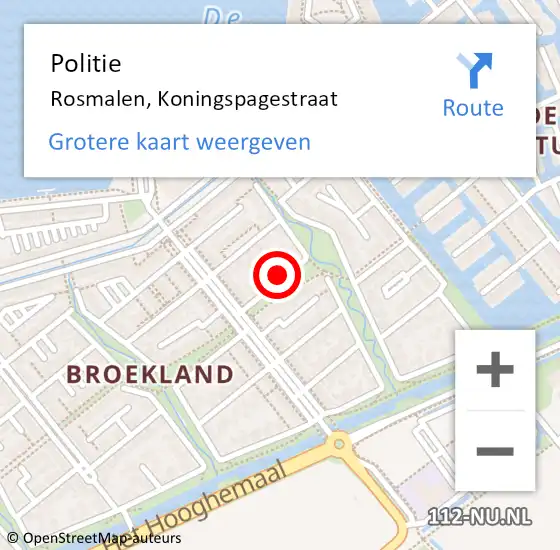 Locatie op kaart van de 112 melding: Politie Rosmalen, Koningspagestraat op 6 december 2024 12:10