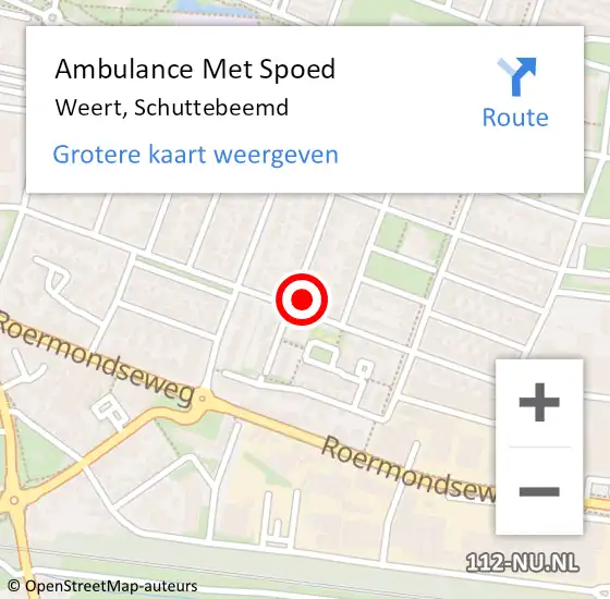 Locatie op kaart van de 112 melding: Ambulance Met Spoed Naar Weert, Schuttebeemd op 6 december 2024 12:28