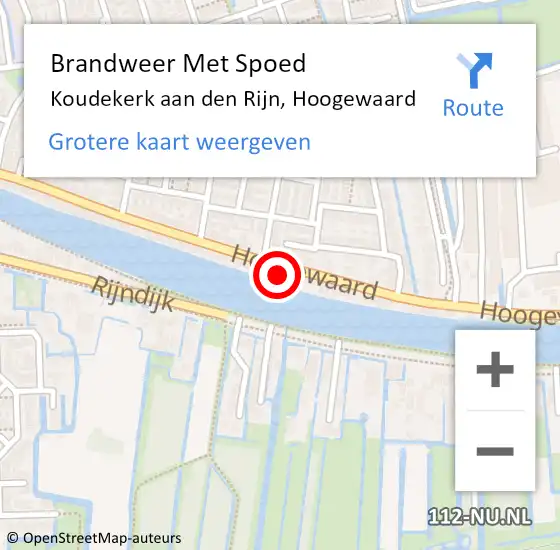 Locatie op kaart van de 112 melding: Brandweer Met Spoed Naar Koudekerk aan den Rijn, Hoogewaard op 6 december 2024 12:30