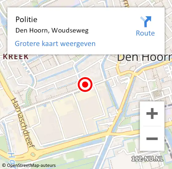 Locatie op kaart van de 112 melding: Politie Den Hoorn, Woudseweg op 6 december 2024 12:33