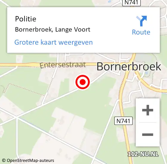 Locatie op kaart van de 112 melding: Politie Bornerbroek, Lange Voort op 6 december 2024 12:33