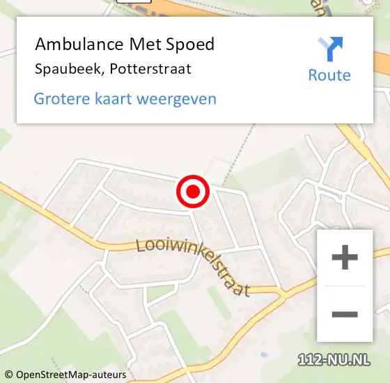 Locatie op kaart van de 112 melding: Ambulance Met Spoed Naar Spaubeek, Potterstraat op 29 oktober 2014 13:06