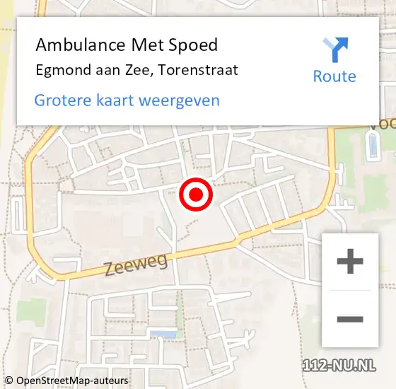 Locatie op kaart van de 112 melding: Ambulance Met Spoed Naar Egmond aan Zee, Torenstraat op 6 december 2024 13:07