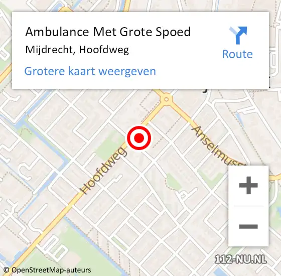 Locatie op kaart van de 112 melding: Ambulance Met Grote Spoed Naar Mijdrecht, Hoofdweg op 6 december 2024 13:08