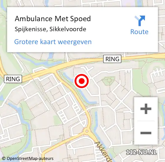 Locatie op kaart van de 112 melding: Ambulance Met Spoed Naar Spijkenisse, Sikkelvoorde op 6 december 2024 13:16