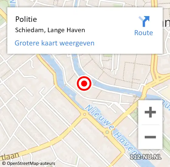 Locatie op kaart van de 112 melding: Politie Schiedam, Lange Haven op 6 december 2024 13:32