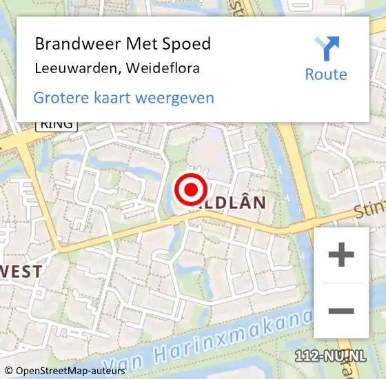 Locatie op kaart van de 112 melding: Brandweer Met Spoed Naar Leeuwarden, Weideflora op 6 december 2024 13:56