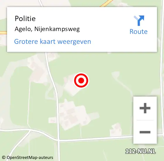 Locatie op kaart van de 112 melding: Politie Agelo, Nijenkampsweg op 6 december 2024 14:26