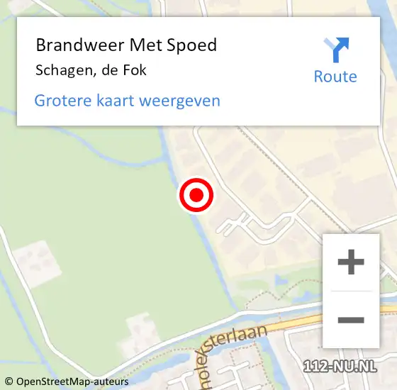 Locatie op kaart van de 112 melding: Brandweer Met Spoed Naar Schagen, de Fok op 6 december 2024 14:30