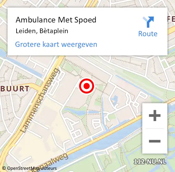 Locatie op kaart van de 112 melding: Ambulance Met Spoed Naar Leiden, Bètaplein op 6 december 2024 14:41