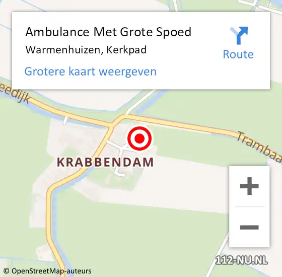 Locatie op kaart van de 112 melding: Ambulance Met Grote Spoed Naar Warmenhuizen, Kerkpad op 6 december 2024 14:59