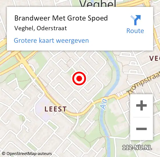 Locatie op kaart van de 112 melding: Brandweer Met Grote Spoed Naar Veghel, Oderstraat op 6 december 2024 14:59