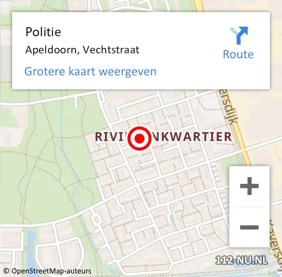 Locatie op kaart van de 112 melding: Politie Apeldoorn, Vechtstraat op 6 december 2024 15:04