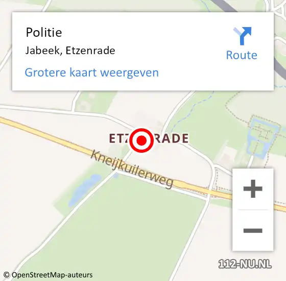 Locatie op kaart van de 112 melding: Politie Jabeek, Etzenrade op 6 december 2024 15:40