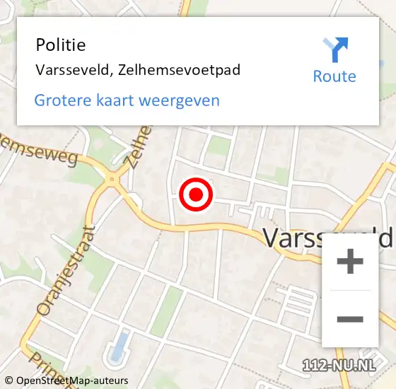 Locatie op kaart van de 112 melding: Politie Varsseveld, Zelhemsevoetpad op 6 december 2024 15:48