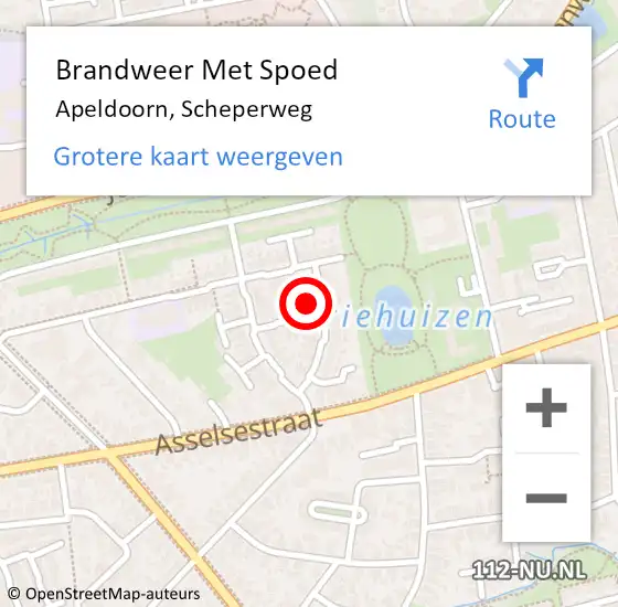 Locatie op kaart van de 112 melding: Brandweer Met Spoed Naar Apeldoorn, Scheperweg op 6 december 2024 16:11