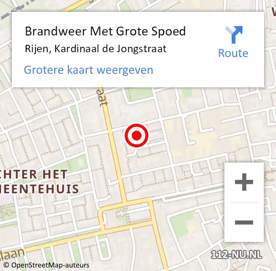 Locatie op kaart van de 112 melding: Brandweer Met Grote Spoed Naar Rijen, Kardinaal de Jongstraat op 6 december 2024 16:20