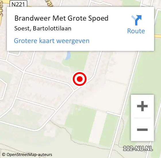 Locatie op kaart van de 112 melding: Brandweer Met Grote Spoed Naar Soest, Bartolottilaan op 6 december 2024 16:24