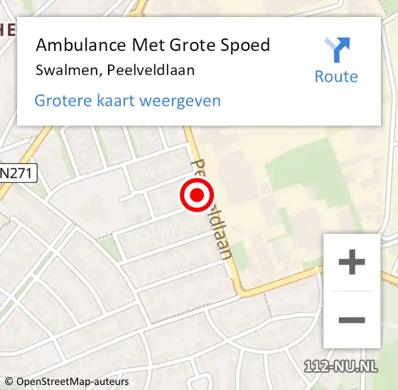 Locatie op kaart van de 112 melding: Ambulance Met Grote Spoed Naar Swalmen, Peelveldlaan op 6 december 2024 16:27