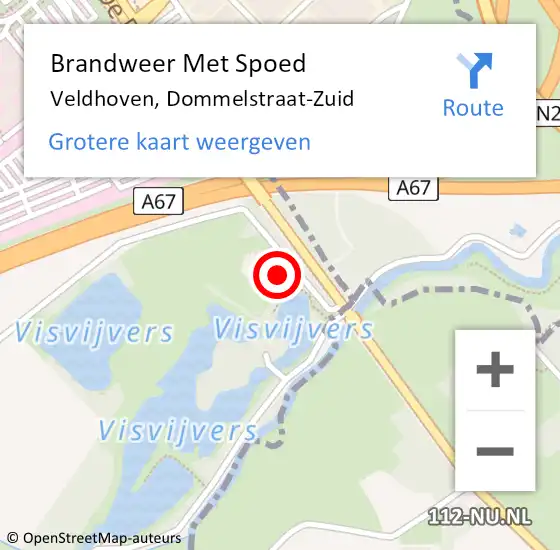 Locatie op kaart van de 112 melding: Brandweer Met Spoed Naar Veldhoven, Dommelstraat-Zuid op 6 december 2024 16:40