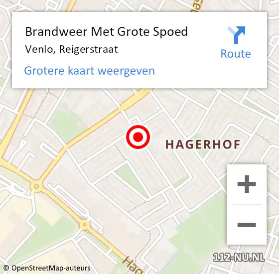 Locatie op kaart van de 112 melding: Brandweer Met Grote Spoed Naar Venlo, Reigerstraat op 6 december 2024 16:44