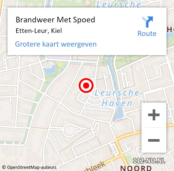 Locatie op kaart van de 112 melding: Brandweer Met Spoed Naar Etten-Leur, Kiel op 6 december 2024 17:04