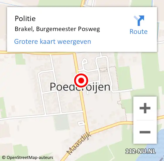 Locatie op kaart van de 112 melding: Politie Brakel, Burgemeester Posweg op 6 december 2024 17:13