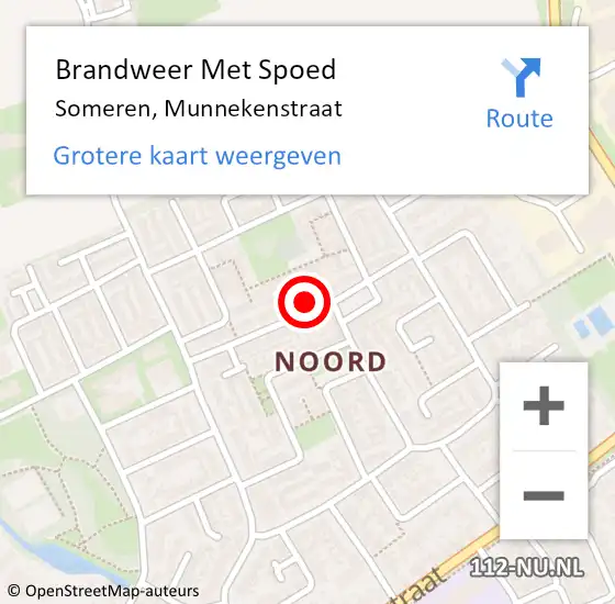 Locatie op kaart van de 112 melding: Brandweer Met Spoed Naar Someren, Munnekenstraat op 6 december 2024 17:25