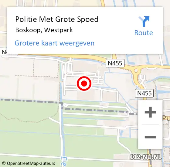 Locatie op kaart van de 112 melding: Politie Met Grote Spoed Naar Boskoop, Westpark op 6 december 2024 17:25