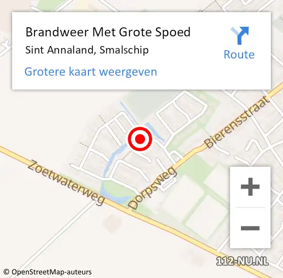 Locatie op kaart van de 112 melding: Brandweer Met Grote Spoed Naar Sint Annaland, Smalschip op 6 december 2024 17:31